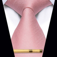 Изысканный розовый роскошный мужской галстук и зажим классические полосатые Пейсли клетчатые модные галстуки для мужчин