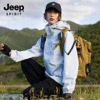 JEEPSPIRIT秋冬山系戶外衝鋒衣女三合一加絨防風防水登山服男外套