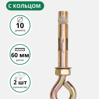 Болт анкерный с кольцом SWFS 10х60, анкер с кольцом, анкер болт, анкер для бетона (2 шт)