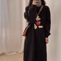 2021年早春新款設計感小眾可鹽可甜炸街中長版卡通衛衣洋裝子女