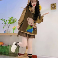 2023年新款秋冬森系針織馬甲毛衣兩件套女秋季娃娃領襯衫上衣套裝