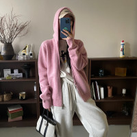 yokidan連帽長袖毛衣2023秋冬新款寬鬆拉鍊減齡外套上衣byjunjun