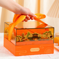 中秋创意亚克力透明月饼包装盒伴手礼盒空盒8粒双层企业酒店盒子