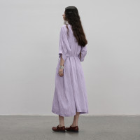 成衣水洗工藝半圓原創設計2023夏季新款襯衫式洋裝細膩柔軟清爽