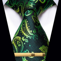 Модные мужские галстуки Пейсли и роскошные свадебные галстуки с зажимом для мужчин черные зеленые синие повседневные Галстуки деловые галстуки для мужчин