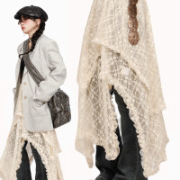 【珍豬女士】百搭疊穿不規則蕾絲裙波西米亞遊牧風百搭垂感A字裙