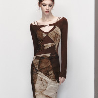 CHCE 洋裝"Romantic fall in London" 雙層網紗鏤空彈力洋裝