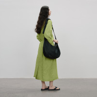 成衣水洗工藝半圓原創設計2023夏季新款襯衫式洋裝細膩柔軟清爽