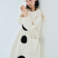 imakokoni 原創軋棉波點拼接洋裝女小眾設計秋冬溫柔裙子223856