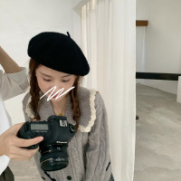 iouiou2023秋冬古著娃娃翻領甜美休閒麻花V領毛衣復古開衫外套女