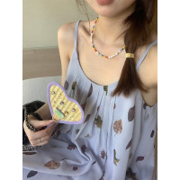 【現貨】im向  江南仲夏天新中式清冷印花吊帶裙度假風無袖洋裝