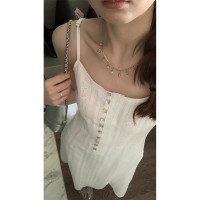 【現貨】im向自制夏日浪漫feel~貝殼扣蕾絲吊帶洋裝女A字洋裝