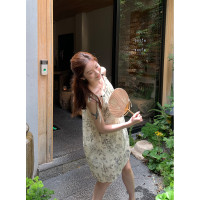 【現貨】im向 flechazo聖島假日 碎花吊帶娃娃裙女夏繫帶無袖小衫