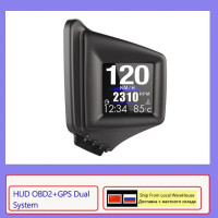 Новый Многофункциональный гаджет HUD OBD2 + GPS бортовой компьютер A-pillar Trim установка об/мин турбо давление масла Температура воды GPS Спидометр