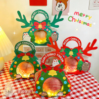 圣诞节平安夜苹果礼盒包装苹果手提盒礼物装饰麋鹿手提平安果包装