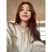 【現貨】im向 CityGirl刺繡字母vintage棒球毛衣外套女撞色邊針織