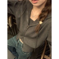 【現貨】im向miu系純帽拉鍊針織毛衣開衫+吊帶兩件套女短款外套