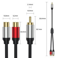 Аудиокабель RCA 0,3 м, 1 фут, 1 штекер-2 гнезда, RCA Y-образный разветвитель