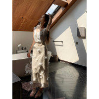 ICELOLLY白色網紗雪紡長版半身裙女2023年初秋款垂感高腰裙子夏季