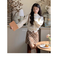 不出錯No errors 超好搭格紋羊毛呢短裙秋冬法式復古格子半身裙