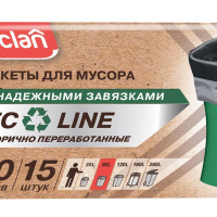 Мешки для мусора с завязками Paclan "Eco Line" 60х72 см, черный, 60 л, 15 шт