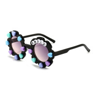 Солнечные очки с надписью на заказ, клейкие цветы, цветные, в стиле Stochastic, для мальчиков и девочек, милые круглые модные солнечные очки, подарок на день рождения