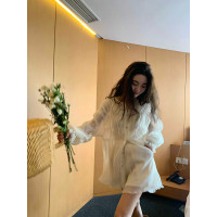 【69元福利款】ICELOLLY法式泡泡袖t襯衫女夏季防曬衫長袖上衣套裝