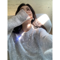 ICELOLLY慵懶風寬鬆短款粉色毛衣女秋冬款小個子洋派減齡氣質上衣