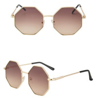 Винтажные металлические шестигранные солнцезащитные очки для женщин 2021 брендовые дизайнерские градиентные очки оверсайз