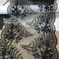 Черная Тюлевая вышивка, кружевная ткань, аксессуары для рукоделия, цветочное Сетчатое кружево для нижнего белья, швейные поделки, работа иглой для платья