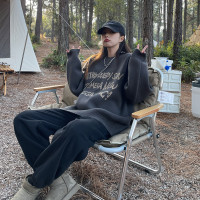 SIXI四喜家秋冬 字母提花圓領毛衣女寬鬆設計感慵懶加厚針織外套