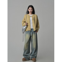 SIXI四喜家秋冬 普吉鎮日落 短款針織開衫女軟糯疊穿外搭毛衣外套