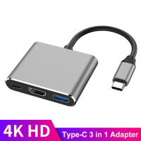 USB-концентратор tebe Type-c на HDMI-совместимый разветвитель USB-C 3 в 1 4K HDMI USB 3,0 PD умный адаптер для быстрой зарядки для MacBook Dell