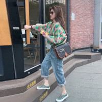 卡綠色毛衣打底女秋冬爆款慵懶風2023春季新款設計感小眾別致上衣