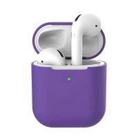 Чехол для наушников Apple AirPods 2/1, Силиконовый чехол для беспроводных наушников Айрподс, фиолетовый