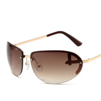 Женские солнцезащитные очки, солнцезащитные очки с УФ-защитой Y2g, Овальные Солнцезащитные очки без оправы в стиле ретро, стильные очки для улицы