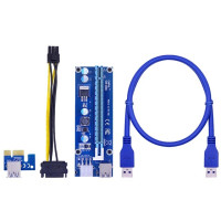 Удлинительный кабель CHIPAL PCI-E Riser PCI Express X1-x16, карта адаптера SATA, 15-контактный на 6-контактный кабель питания USB 3,0