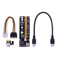 Райзер-карта CHIPAL 1M VER006S PCI-E 006S PCI Express 1X 16X, удлинитель SATA на 4-контактный кабель питания USB 3,0 для видеокарты