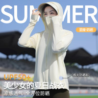 防曬衣女冰涼感透氣輕薄開衫冰絲夏季抗UVupf50+大帽簷防曬服