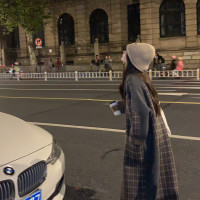 【10.31新品 八折包郵僅一天！】冬韓版大衣版長版格子毛衣外套女