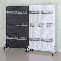 立式铁艺洞洞板落地圆孔铁板货架饰品展示厨房配件置物架超市货架