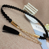 Ремень с металлической цепочкой Женский, модный элегантный пояс с кисточками, вечерние тонный вечерний тонкий декоративный пояс для платья, подарок