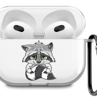 Силиконовый прозрачный чехол для наушников AirPods 3 (на АирПодс 3) с 3D принтом "Sad Raccoon"