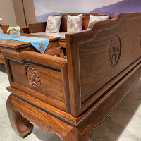 3TBW北方老榆木新中式全实木罗汉沙发仿红木榫卯客厅仿古沙发组合