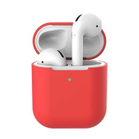 Чехол для наушников Apple AirPods 2/1, Силиконовый чехол для беспроводных наушников Айрподс, красный