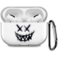 Прозрачный чехол для наушников AirPods Pro / на АирПодс Про силиконовый с 3D принтом "Mad Smile"