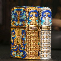 煤油打火机创意防风砂轮打火机个性礼品镀金重盔甲加厚外壳