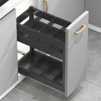 GPW5拉篮厨房橱柜抽屉式迷你调味玻璃内调料矮窄小置物架厨柜