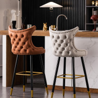 3G69批发美式轻奢吧台椅家用现代简约酒吧椅欧式高靠背岛台高脚椅
