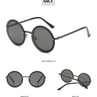 Солнцезащитные очки без оправы женские, роскошные брендовые круглые солнечные очки с металлической цепочкой